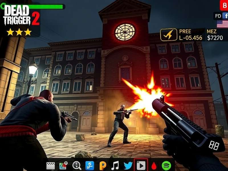 Dead Trigger 2 intense gameplay on a PC monitor