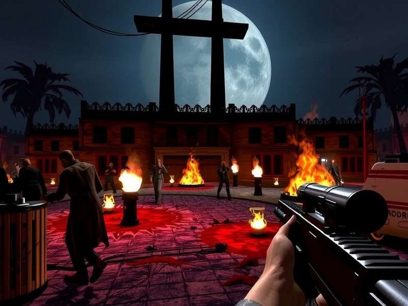 Dead Trigger 2 intense zombie combat scene with advanced weapons