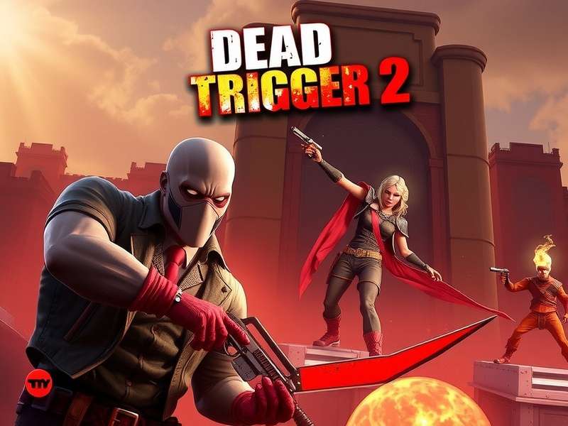 Dead Trigger 2 Facebook gameplay screenshot showing zombies and weapons