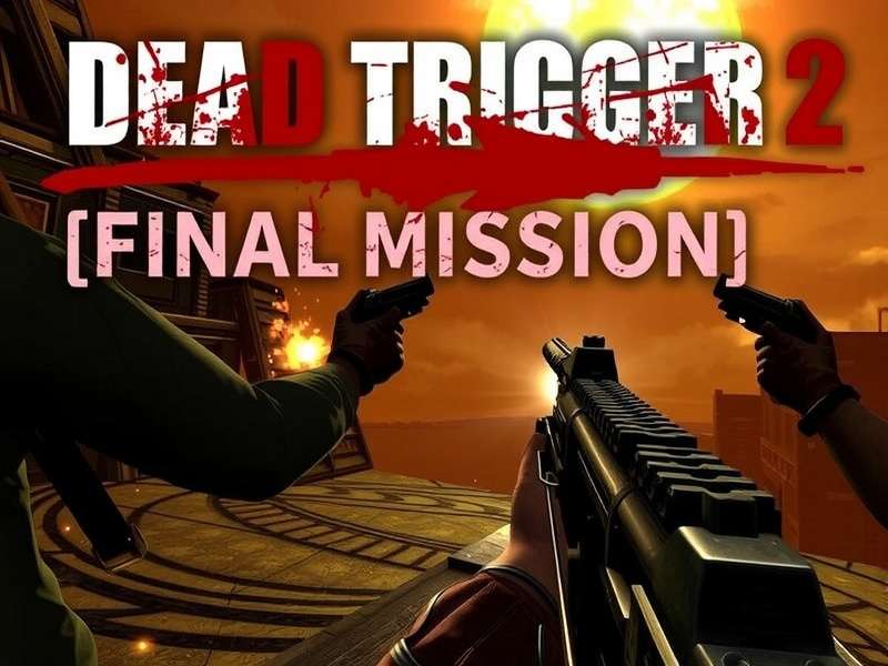 Dead Trigger 2 Final Mission intense gameplay scene showing player facing horde of zombies
