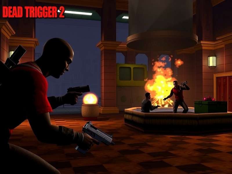 Intense Dead Trigger 2 gameplay screenshot showing combat against zombies