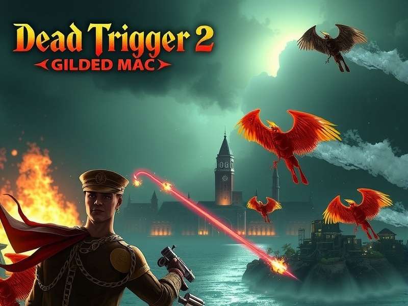 Dead Trigger 2 Gilded Mac weapon in action showing golden finish and zombie combat