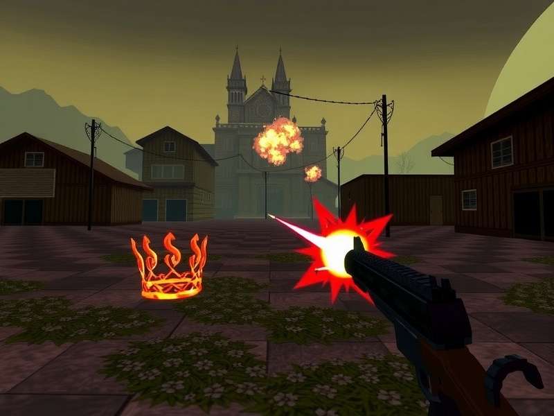 Dead Trigger 2 intense gameplay showing player fighting zombies in city ruins