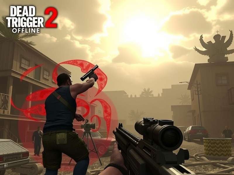Dead Trigger 2 gameplay screenshot showing offline mode on mobile