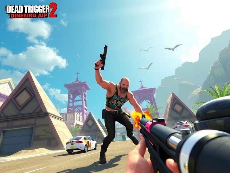 Dead Trigger 2 gameplay screenshot showing zombie horde