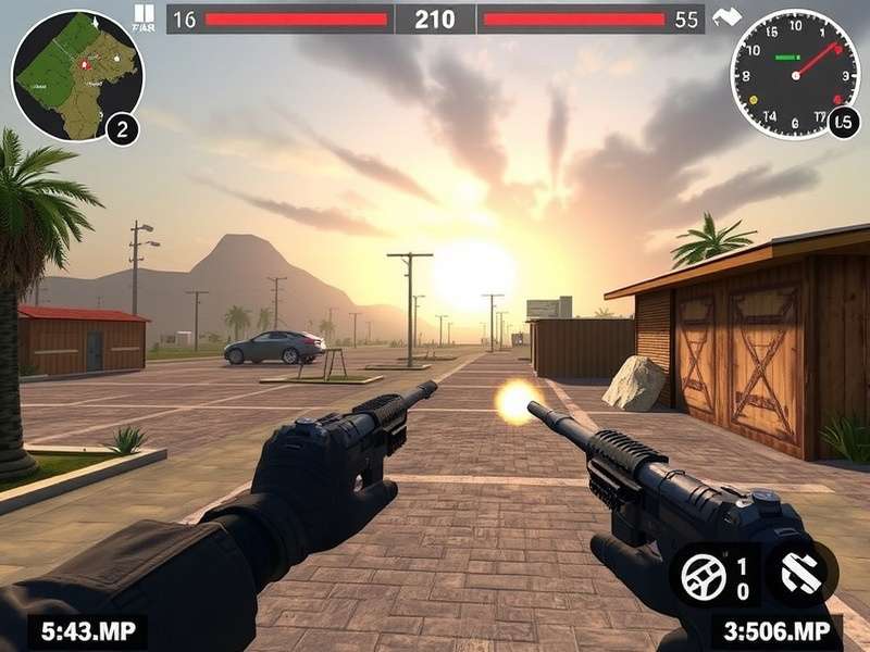 Gameplay screenshot of Dead Trigger 2 Mod Offline showing a player with unlimited ammo fighting zombies