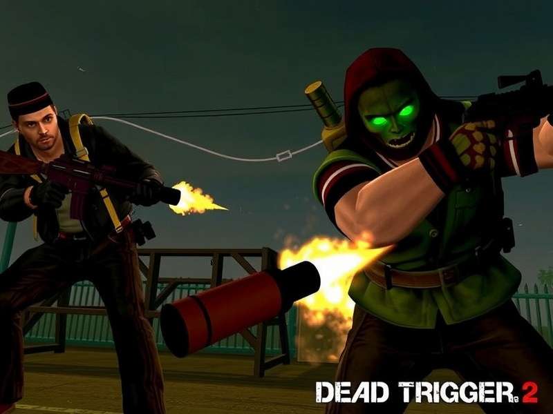 Dead Trigger 2 PC Gameplay Screenshot showing intense zombie combat