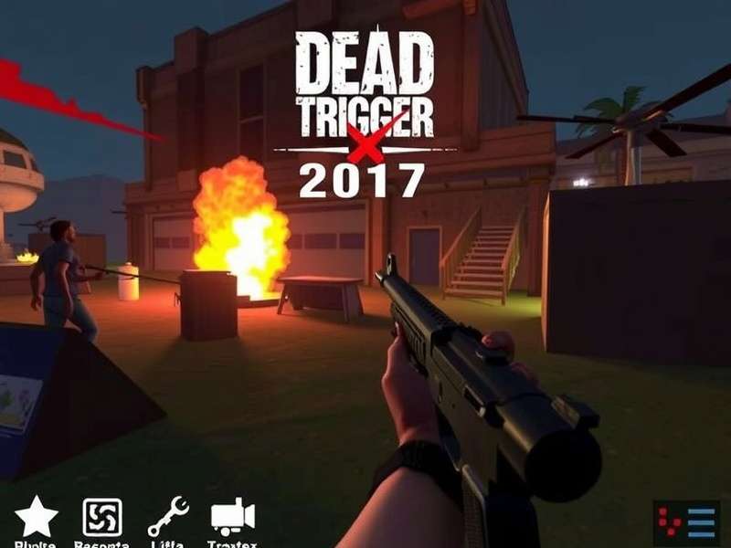 Dead Trigger 2017 gameplay screenshot showing advanced zombie horde and detailed graphics