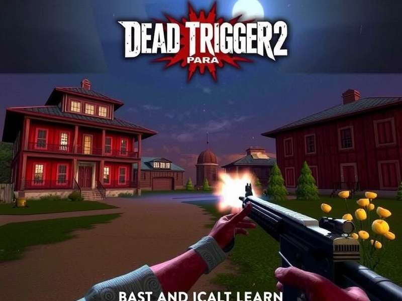 Dead Trigger 2 Para Pc gameplay action screenshot showing zombie combat with weapons