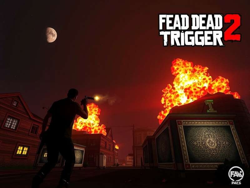 Dead Trigger 2 gameplay action scene with zombie horde