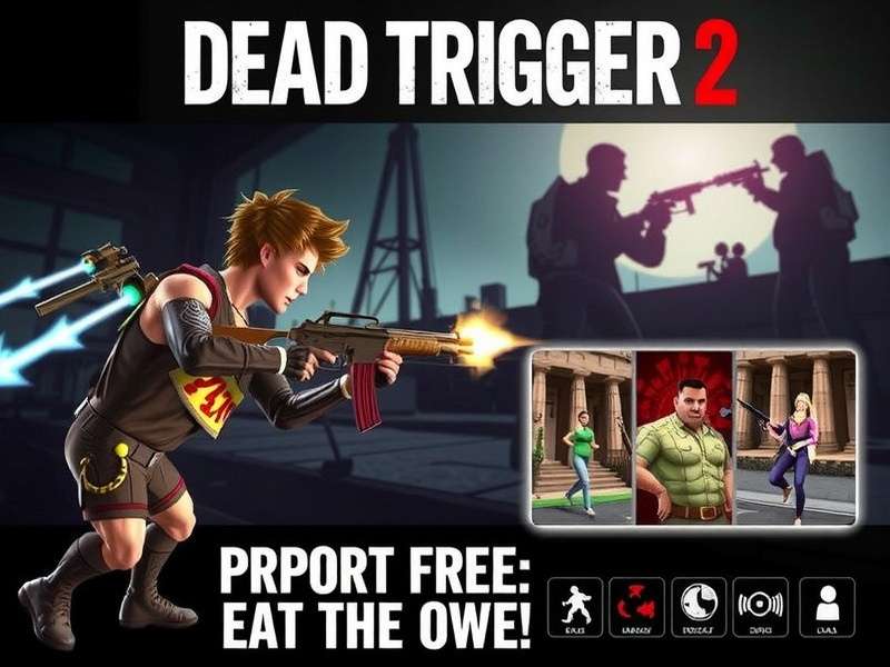 Dead Trigger 2 gameplay screenshot showing zombie shooter action with weapons and HUD