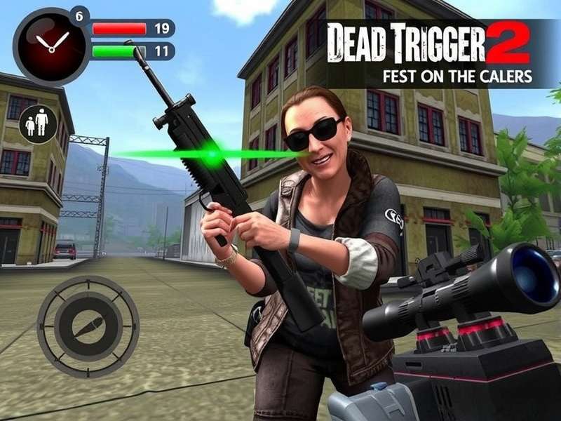 Dead Trigger 2 Mod Apk Offline 1.5.1 gameplay screenshot showing unlimited ammo and all weapons unlocked