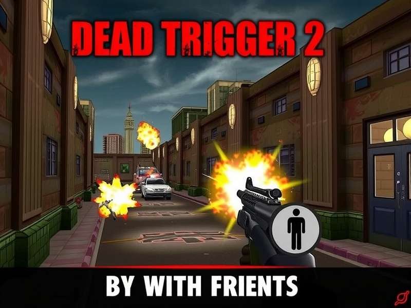 Dead Trigger 2 gameplay screenshot showing weapon aiming and zombie horde