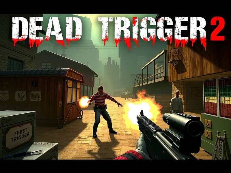Dead Trigger 2 gameplay screenshot showing zombie apocalypse action with weapons and HUD