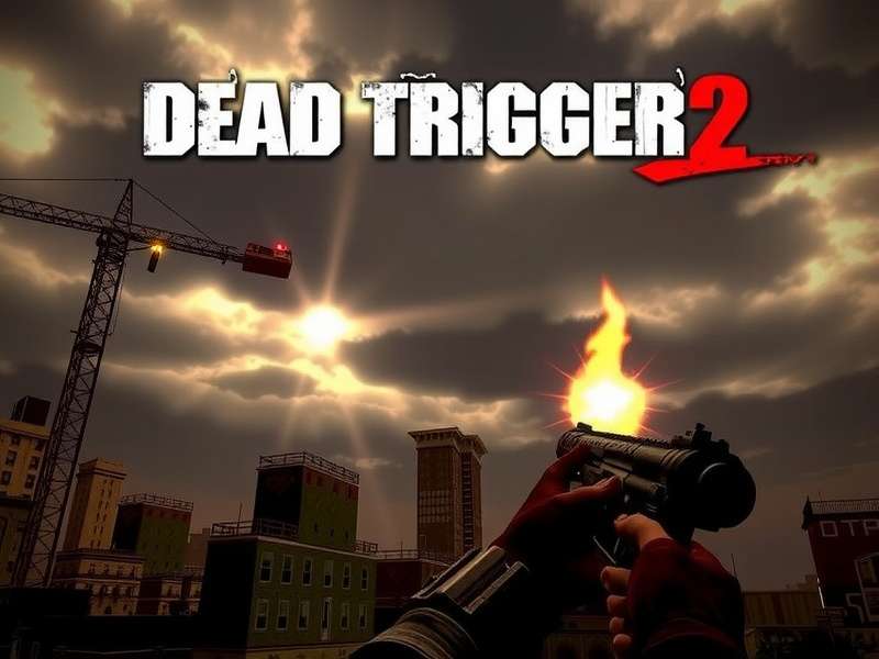 Dead Trigger 2 gameplay on PC with zombie horde approaching